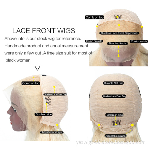 Wholesale Straight Virgin Cuticle Aligned Hair Blonde 613 Human Hair Lace Front Wigs Glueless Closure Wigs